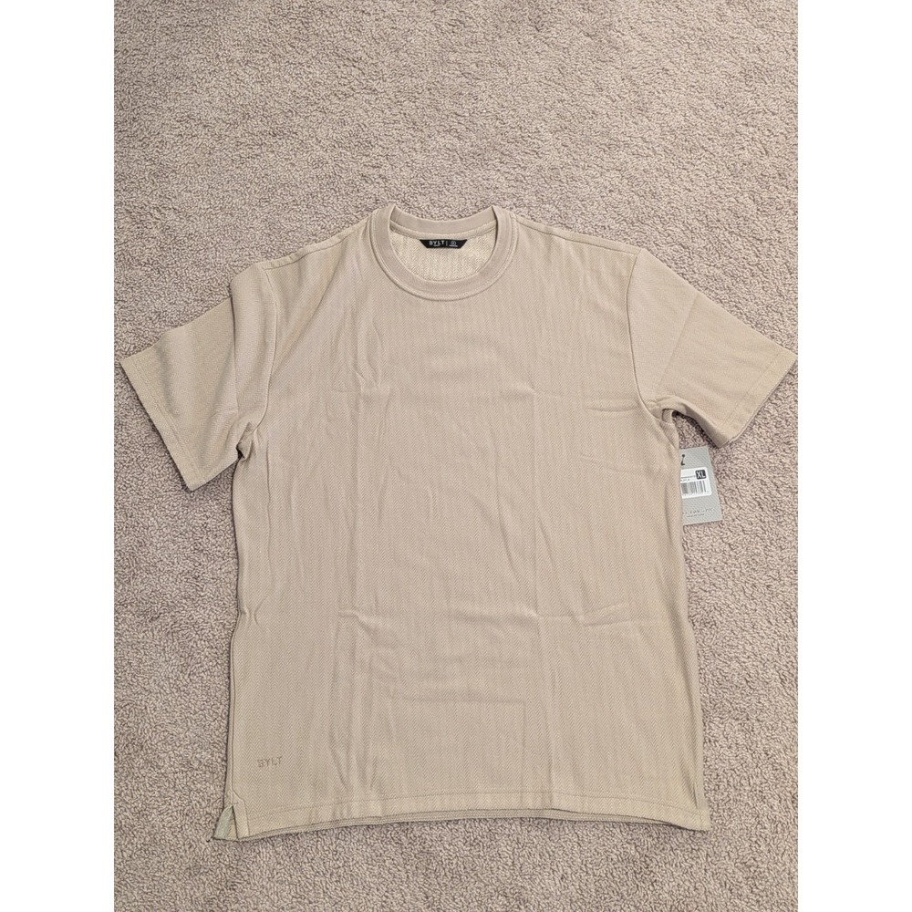Bylt Brushed Herringbone Box Tee Latte Brown Mens XL NWT Chevron Stitching